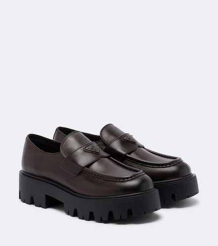 Prada Logo leather platform loafers - Prada - Modalova