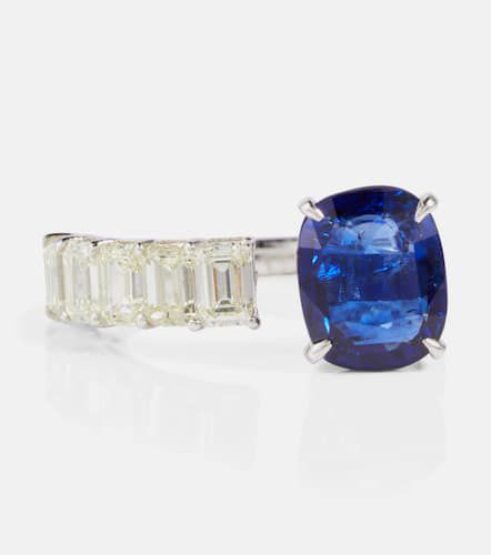 Floating 18kt white gold sapphire ring with diamonds - Shay Jewelry - Modalova