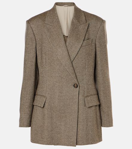 Blazer cruzado de mezcla de lana espigada - Brunello Cucinelli - Modalova