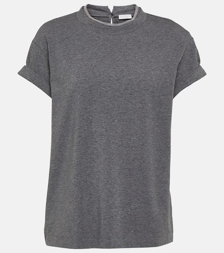 Embellished cotton-blend T-shirt - Brunello Cucinelli - Modalova