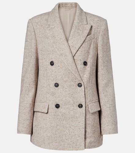 Double-breasted wool and silk-blend blazer - Brunello Cucinelli - Modalova