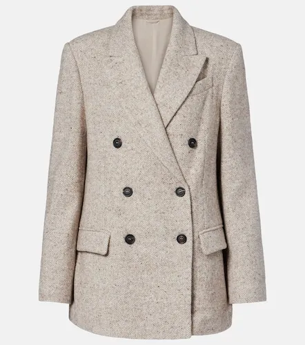 Double-breasted wool and silk-blend blazer - Brunello Cucinelli - Modalova