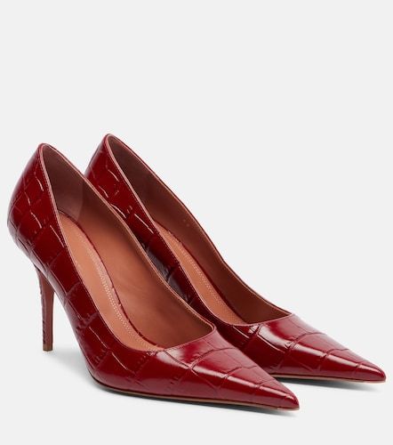 Barbara 90 croc-effect leather pumps - Amina Muaddi - Modalova