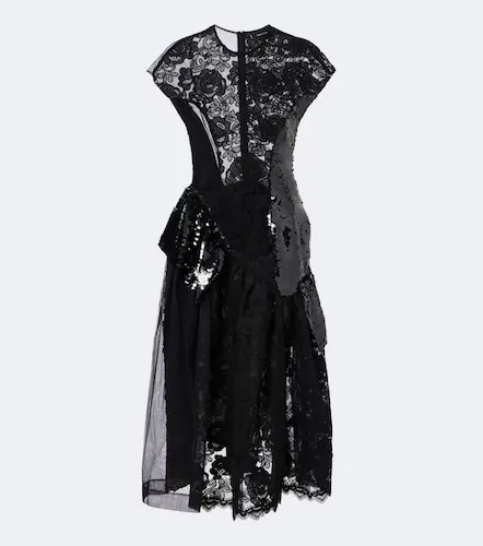 Paneled lace-trimmed sequined midi dress - Simone Rocha - Modalova