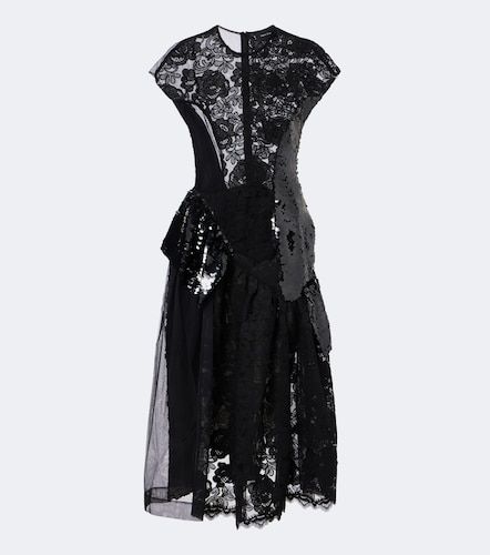 Paneled lace-trimmed sequined midi dress - Simone Rocha - Modalova