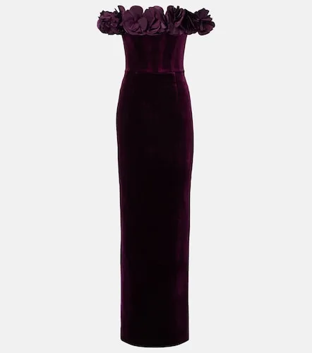 Abito lungo off-shoulder Charles in velluto - Rebecca Vallance - Modalova