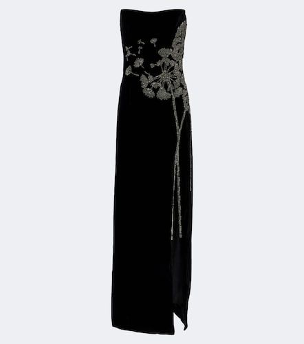 Embellished strapless velvet gown - Costarellos - Modalova