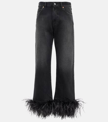 Jeans anchos de tiro alto con plumas - Valentino - Modalova