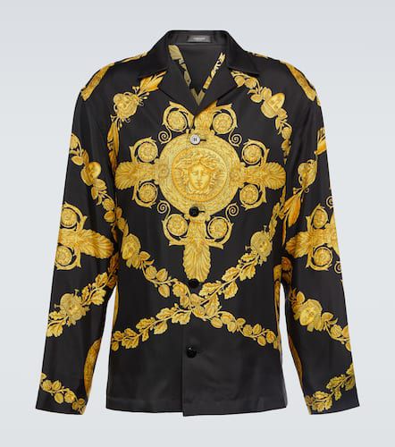Camisa de seda con estampado Barocco - Versace - Modalova