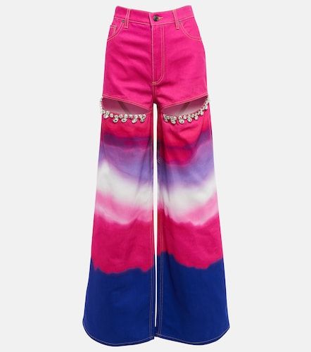 Jeans a gamba larga con cristalli - Area - Modalova