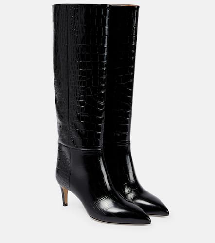 Croc-effect leather knee-high boots - Paris Texas - Modalova