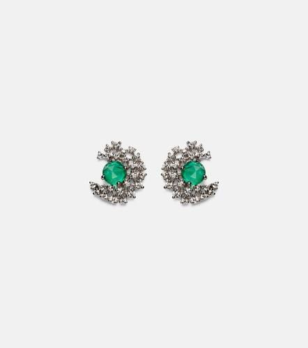 Scatter 18kt white gold earrings with diamonds and emeralds - Ananya - Modalova