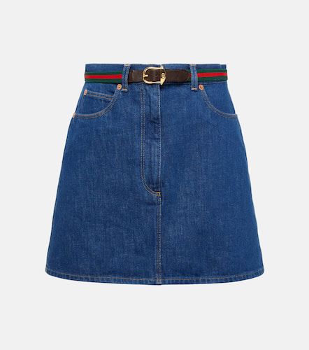 Minigonna di jeans con cintura Web Stripe - Gucci - Modalova