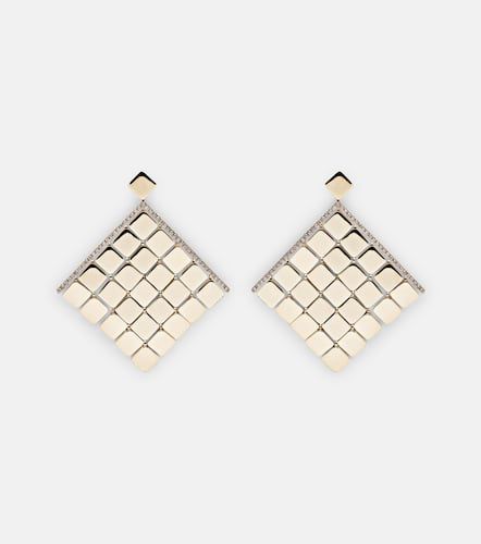 Tile Curtain 18kt earrings with champagne diamonds - Ileana Makri - Modalova