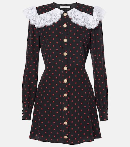 Abito corto in seta a pois con pizzo - Alessandra Rich - Modalova