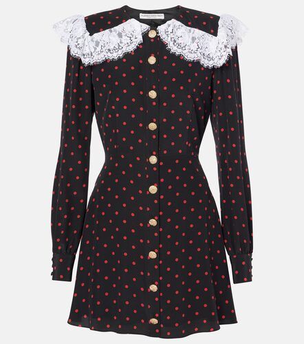 Polka-dot lace-trimmed silk minidress - Alessandra Rich - Modalova