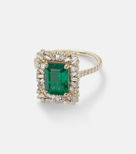 Anillo de oro de 18 ct con esmeraldas y diamantes - Suzanne Kalan - Modalova