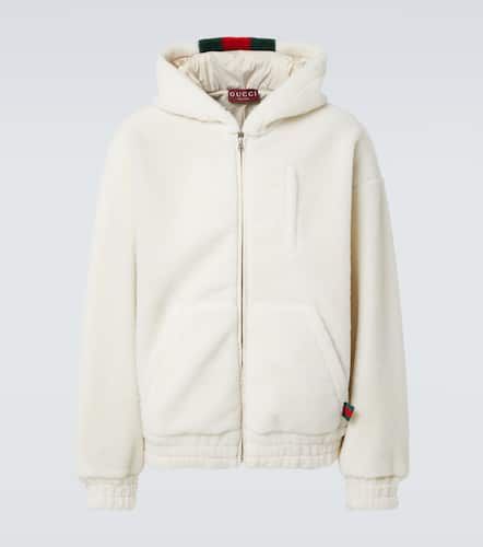 Web Stripe wool-blend fleece hoodie - Gucci - Modalova