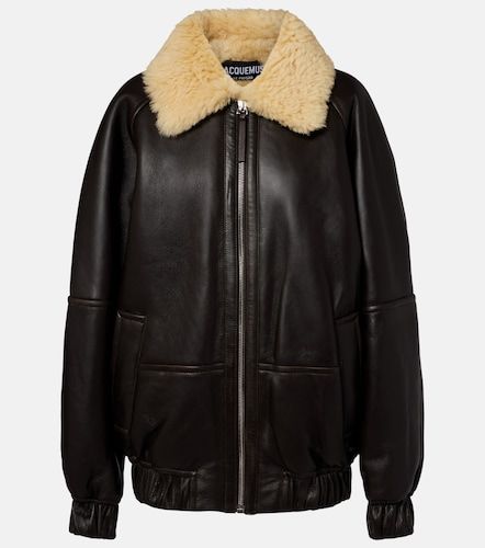 Bomber Bombardier in pelle con shearling - Jacquemus - Modalova