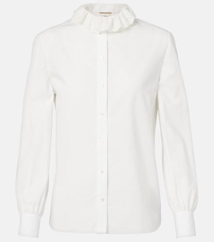 Blusa de popelín de algodón con encaje - Saint Laurent - Modalova