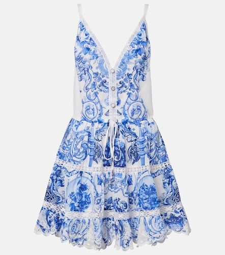 Vestido corto de algodón y seda estampado - Camilla - Modalova