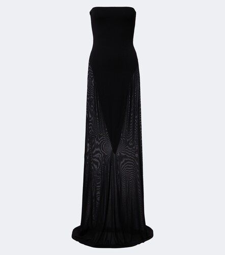 Strapless jersey and mesh maxi dress - Alaia - Modalova