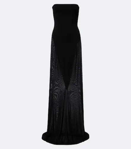Strapless jersey and mesh maxi dress - Alaia - Modalova