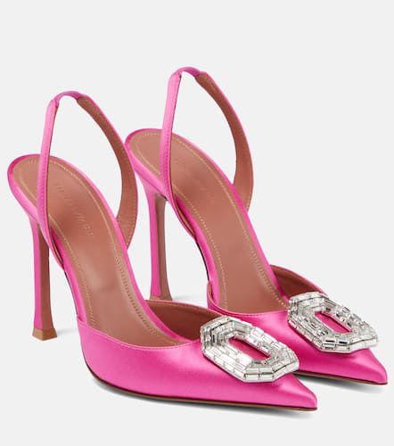 Camelia satin slingback pumps - Amina Muaddi - Modalova