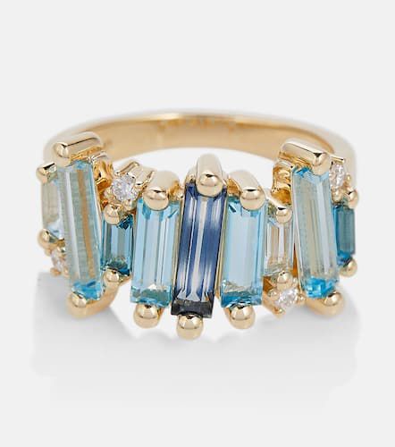 Kt gold ring with topaz and white diamonds - Suzanne Kalan - Modalova