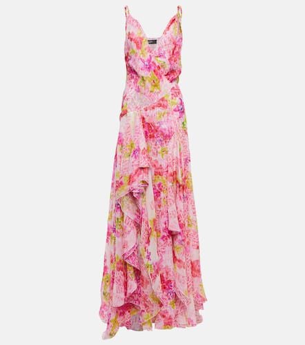 Logo floral silk chiffon gown - Versace - Modalova