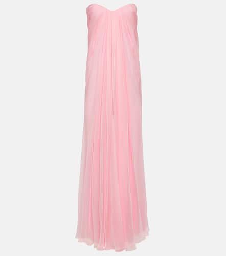 Strapless draped silk chiffon gown - Alexander McQueen - Modalova