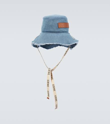 Logo distressed denim bucket hat - Loewe - Modalova