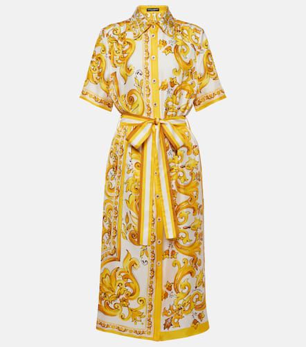 Majolica silk twill shirt dress - Dolce&Gabbana - Modalova