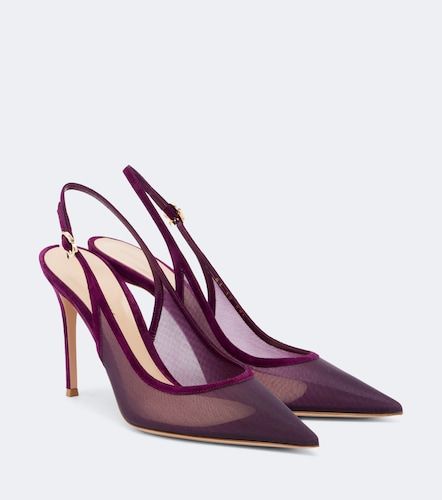 Pumps slingback in mesh con suede - Gianvito Rossi - Modalova