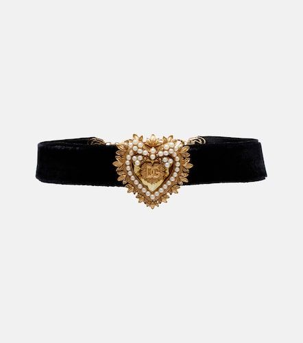 Gargantilla Devotion de terciopelo con DG - Dolce&Gabbana - Modalova