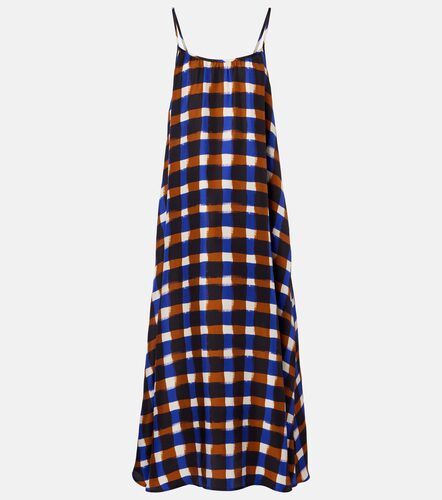 Napoli checked silk twill maxi dress - Asceno - Modalova