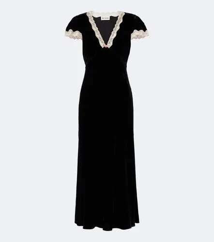 Vestido midi Clarice de terciopelo con encaje - Rixo - Modalova