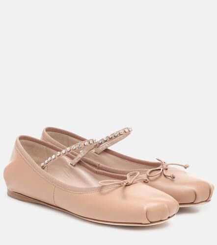 Verzierte Ballerinas aus Leder - Miu Miu - Modalova