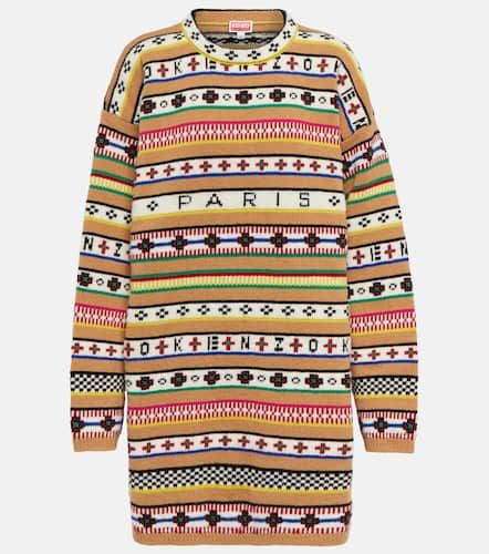 Intarsia striped wool and cotton sweater dress - Kenzo - Modalova