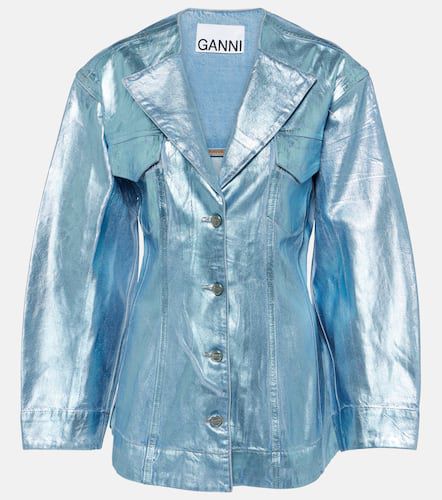 Ganni Foil metallic denim blazer - Ganni - Modalova