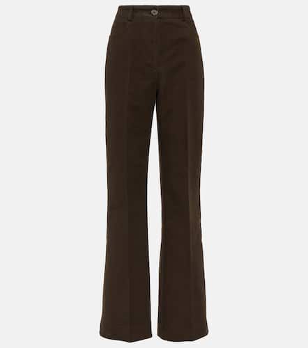 High-rise velour straight pants - Toteme - Modalova