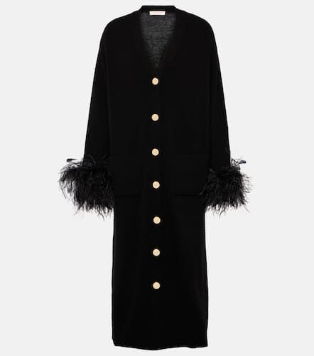 Feather-trimmed virgin wool cardigan - Valentino - Modalova