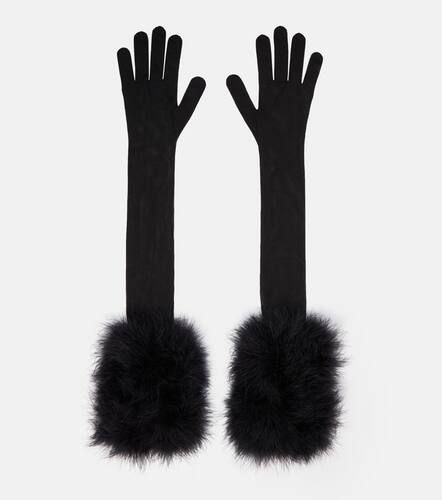 Saint Laurent Handschuhe mit Federn - Saint Laurent - Modalova