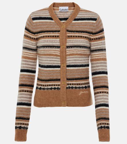 Striped alpaca wool-blend cardigan - Ganni - Modalova