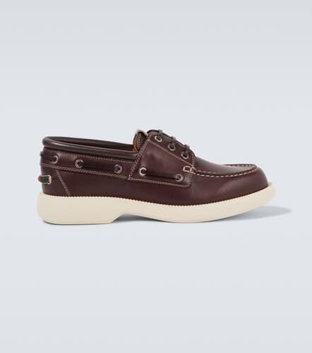 Gucci Web Stripe leather boat shoes - Gucci - Modalova