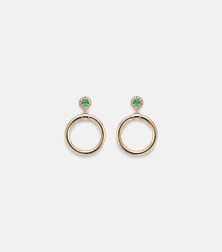 Endless 18kt hoop earrings with emeralds and diamonds - Ileana Makri - Modalova