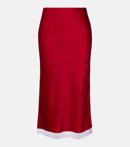 Falda midi de satén con encaje - Victoria Beckham - Modalova