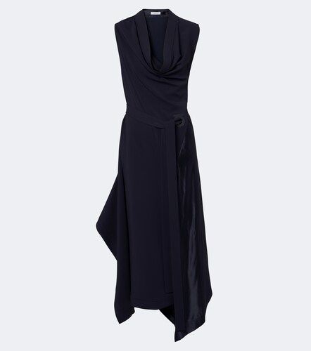 Vestido midi de jersey drapeado con satén - Ferragamo - Modalova