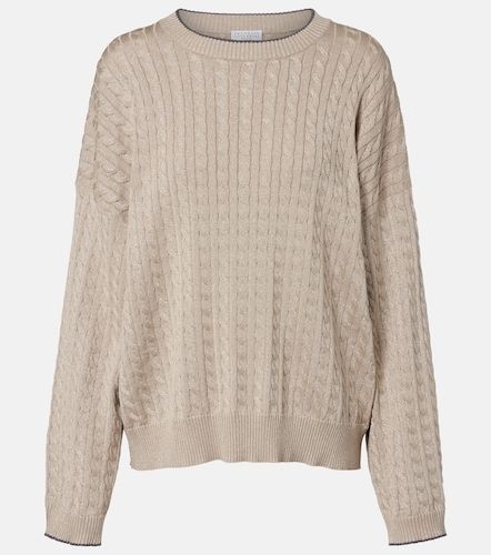 Cable-knit cotton-blend sweater - Brunello Cucinelli - Modalova