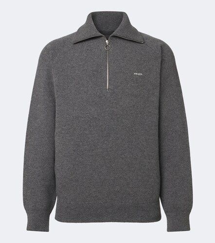 Pullover con zip in lana e cashmere - Prada - Modalova